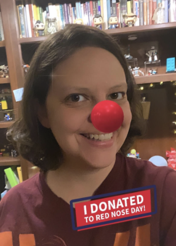 Nikki in her Digital Red Nose